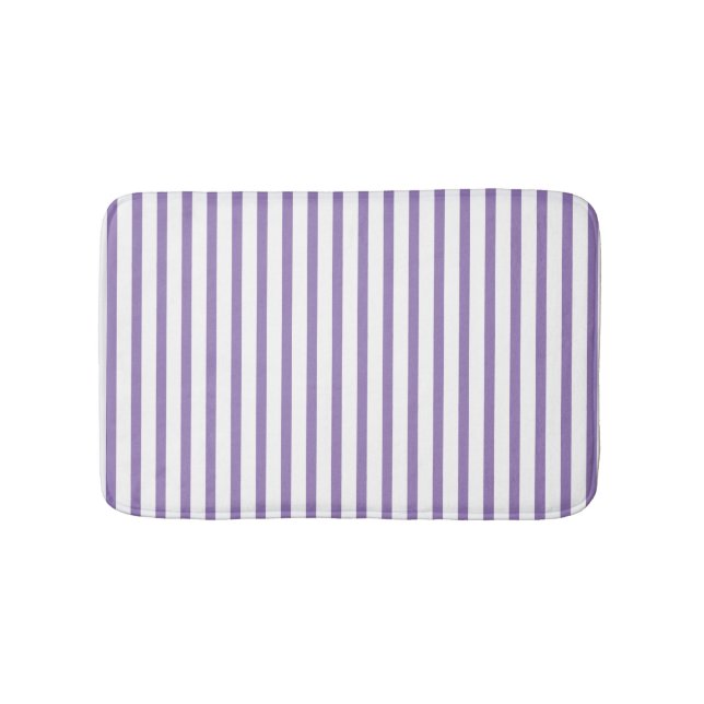 Thin Vertical Stripes Striped Lavender Bath Mat (Front)