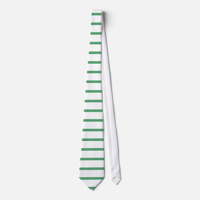 Thin White and Kelly Green Horizontal-Striped Tie (Front)