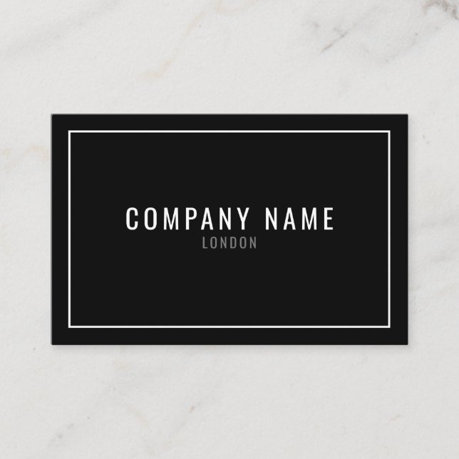 Thin white border clear black modern business card (Front)