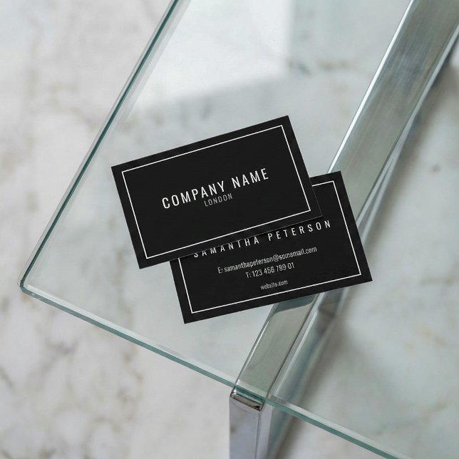 Thin white border clear black modern business card (Thin white border clear black modern business card.)