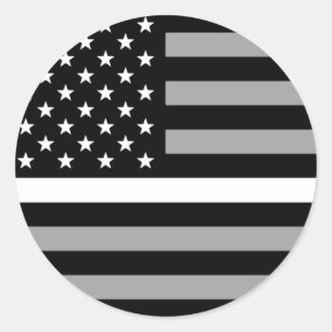 Thin White Line American Flag Classic Round Sticker