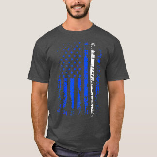 Thin White Line  American Flag EMS EMT Paramedic T-Shirt