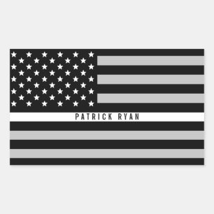 Thin White Line American Flag EMT EMS Monogram Rectangular Sticker