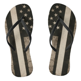 Thin White Line American Flag Flip Flops