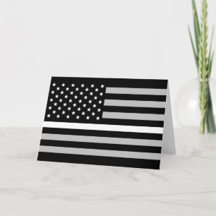 Thin White line EMS EMT American Flag Card