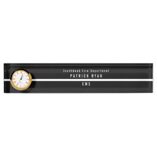 Thin White Line EMS Monogram Clock Nameplate