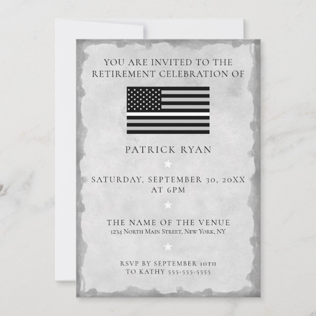 Thin White Line Flag EMS EMT Retirement Party Invitation (Front)