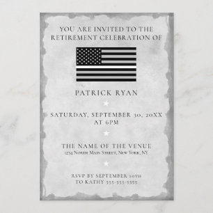 Thin White Line Flag EMS EMT Retirement Party Invitation