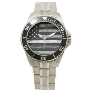 Thin White Line Flag EMS Medic Men's Watch