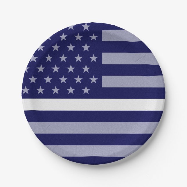 Thin White Line Flag Paper Plate (Front)