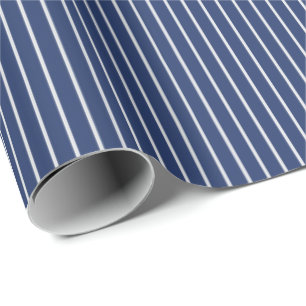 Thin White Pinstripes on Dark Blue Wrapping Paper