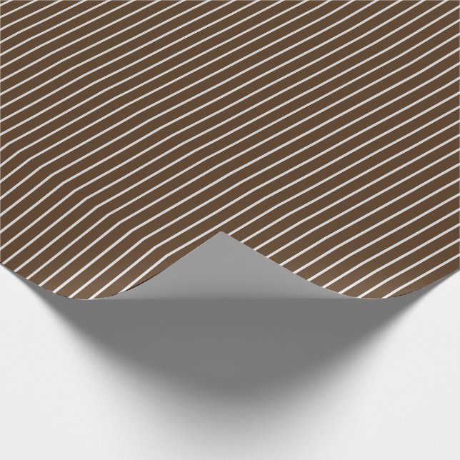 Thin White Pinstripes on Dark Brown Wrapping Paper (Corner)