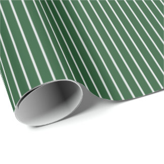 Thin White Pinstripes on Dark Green Wrapping Paper