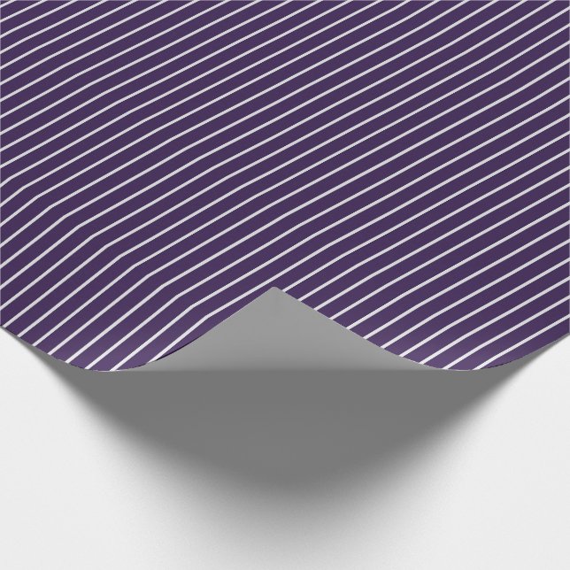 Thin White Pinstripes on Dark Purple Wrapping Paper (Corner)