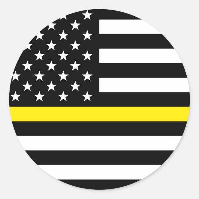 Thin Yellow Line American Flag Classic Round Sticker (Front)