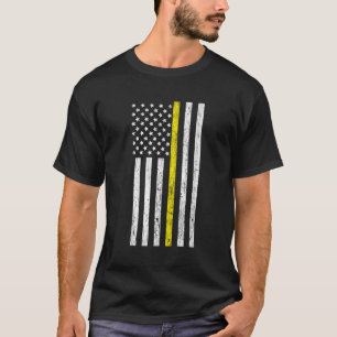 Thin Yellow-Line Dispatcher Flag Distressed Effect T-Shirt