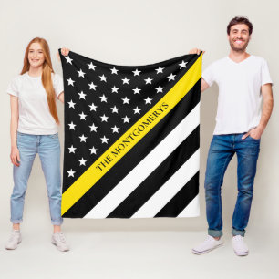 Thin Yellow Line Dispatcher Flag Monogram Name Fleece Blanket