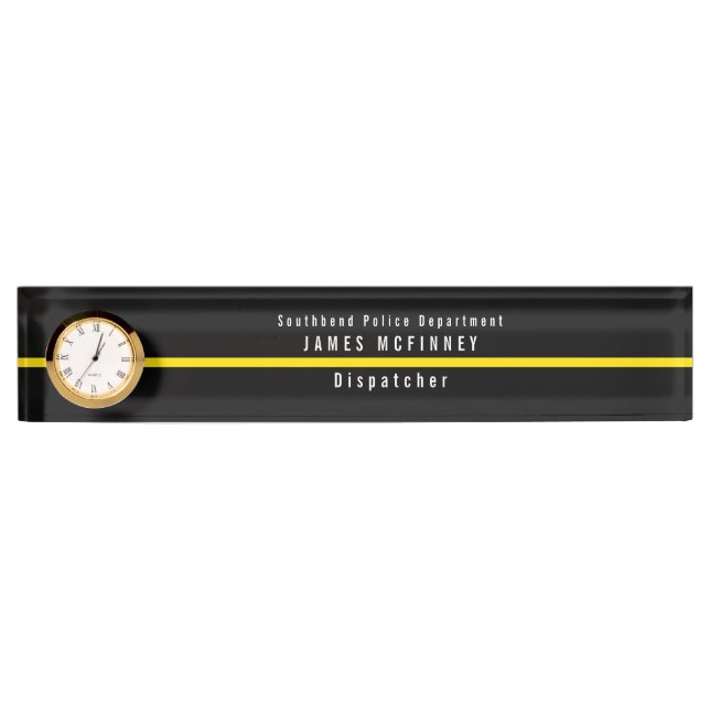 Thin Yellow Line Dispatcher Monogram Clock Nameplate (Front)