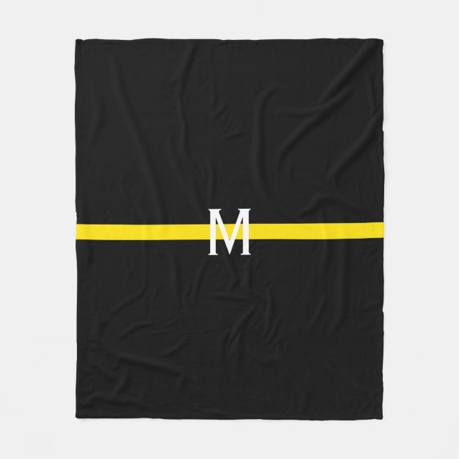Thin Yellow Line Dispatcher Monogram Fleece Blanket (Front)