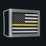 Thin Yellow Line Dispatchers Flag Belt Buckle<br><div class="desc">Thin Yellow Line Dispatchers Flag is a patriotic American flag with a thin yellow line that represents dispatchers. Great gift for dispatcher,  gift for police,  gift for firemen and awesome gift for patriot. Visit our store to find more Thin Line designs and patriotic gift ideas.</div>