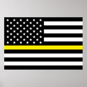 Thin Yellow Line Dispatchers Flag Poster