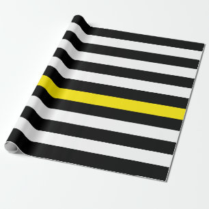 Thin Yellow Line Dispatchers Flag Striped Pattern Wrapping Paper