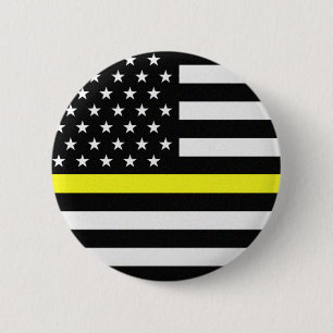 Thin Yellow Line Flag 6 Cm Round Badge
