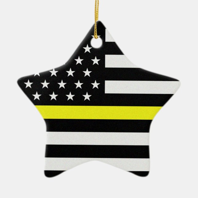 Thin Yellow Line Flag Ceramic Ornament (Front)