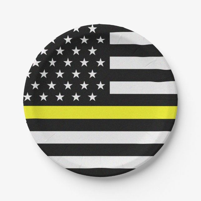 Thin Yellow Line Flag Paper Plate (Front)