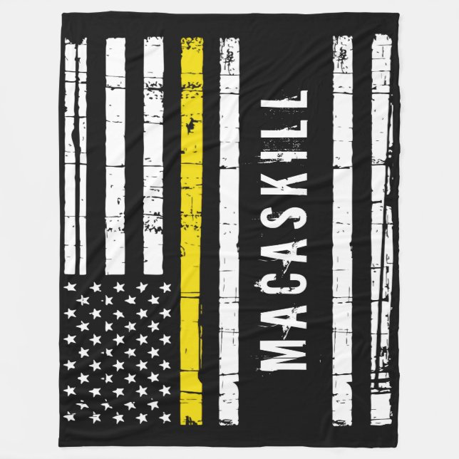Thin Yellow Line  Flag Personalised Dispatcher Fleece Blanket (Front)