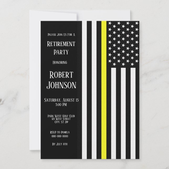 Thin Yellow Line Retirement Invitation (Front)