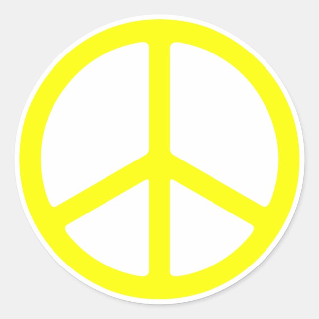 Thin Yellow Peace Sign Classic Round Sticker (Front)