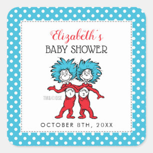 Thing 1 Thing 2   Twins Baby Shower Square Sticker