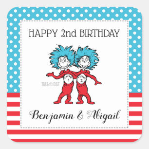 Thing 1 Thing 2   Twins Birthday Square Sticker
