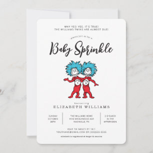 Thing One Thing Two   Blue Twins Baby Sprinkle Invitation