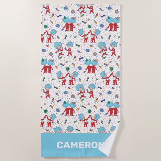 Thing One Thing Two Celebration Pattern Beach Towel (Front)