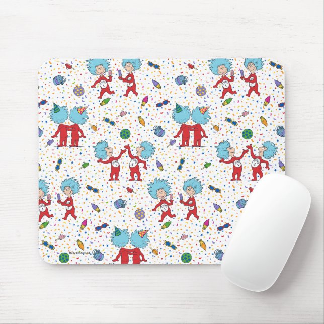 Thing One Thing Two Celebration Pattern Mouse Pad (With Mouse)