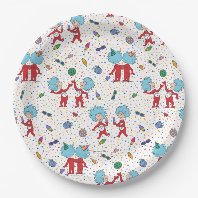 Thing One Thing Two Celebration Pattern Paper Plate (Front)