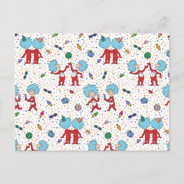 Thing One Thing Two Celebration Pattern Postcard (Front)