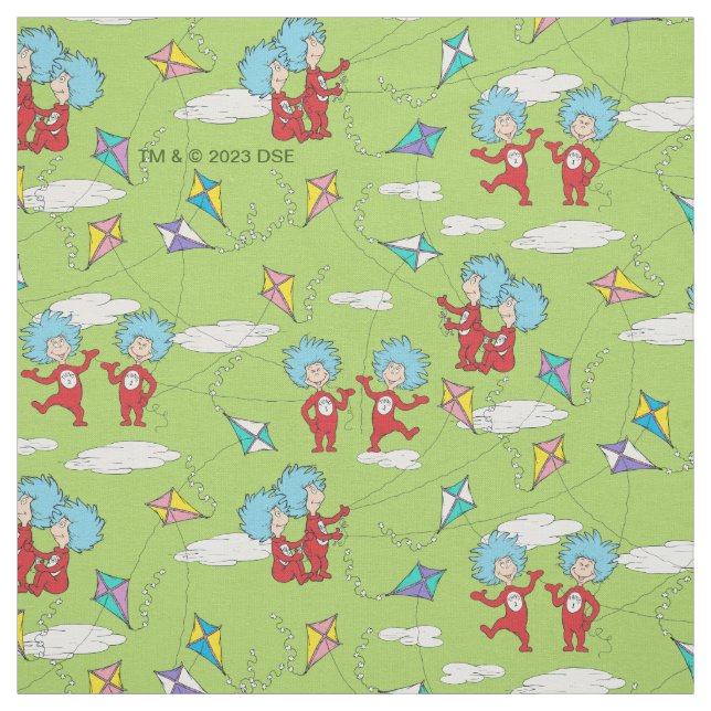 Thing One Thing Two Flying Kite Things Pattern Fabric (Swatch)