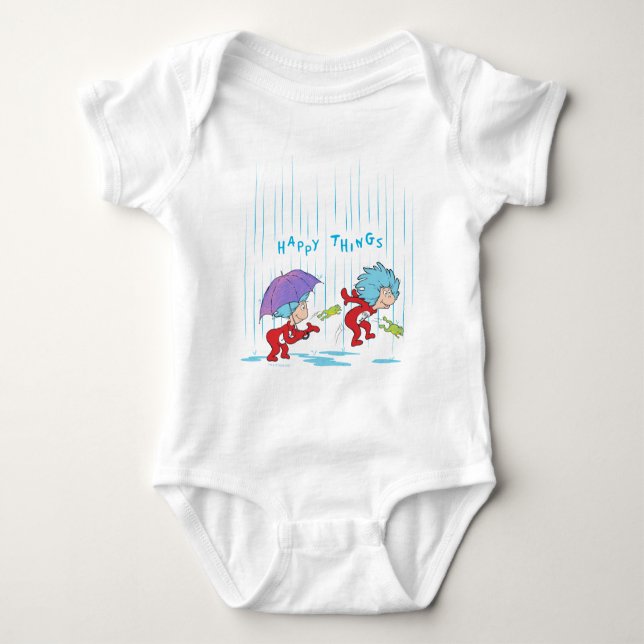 Thing One Thing Two Happy Things Baby Bodysuit (Front)