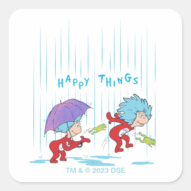 Thing One Thing Two Happy Things Square Sticker (Front)