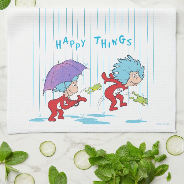 Thing One Thing Two Happy Things Tea Towel (Folded)