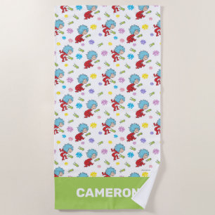 Thing One Thing Two Hoppy Frog Things Pattern Beach Towel