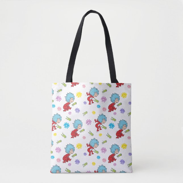 Thing One Thing Two Hoppy Frog Things Pattern Tote Bag (Front)