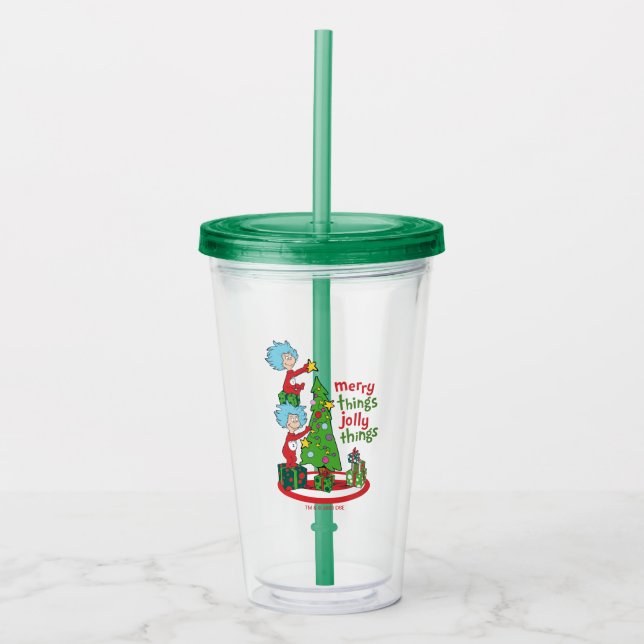 Thing One Thing Two Merry Things Jolly Things Acrylic Tumbler (Front)