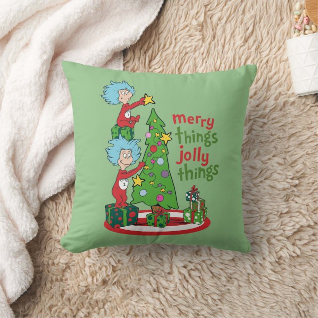 Thing One Thing Two Merry Things Jolly Things Cushion (Blanket)