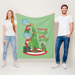 Thing One Thing Two Merry Things Jolly Things Fleece Blanket