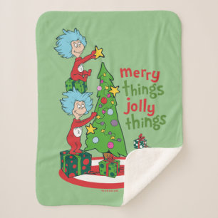 Thing One Thing Two Merry Things Jolly Things Sherpa Blanket