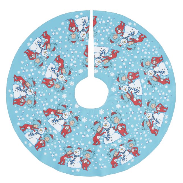 Thing One Thing Two Snowman Pattern Brushed Polyester Tree Skirt (Front)